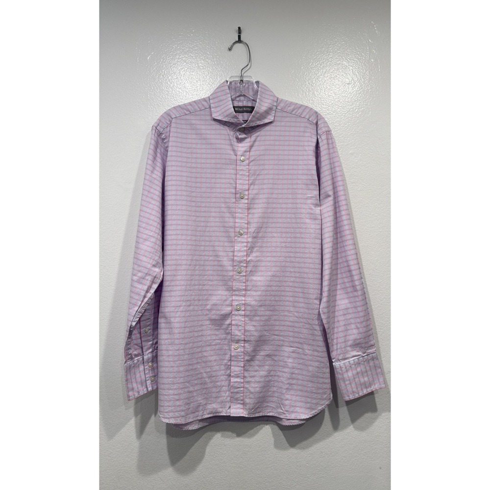 Michael Bastian Trim Shirt Mens Size Medium Blue Pink Check Button Down Work